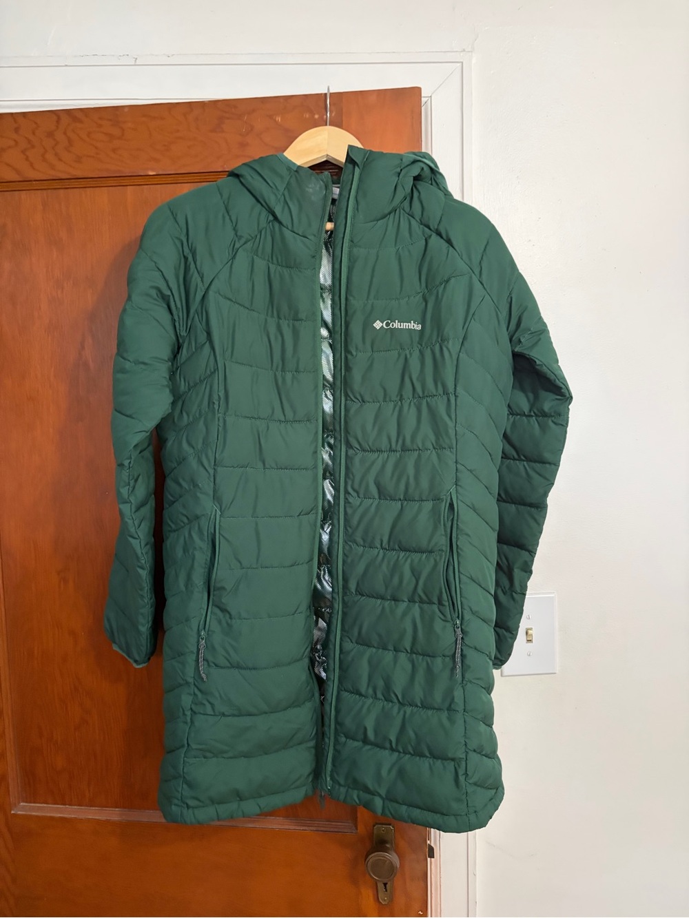 Columbia Girls Green Hooded Long Puffer Coat